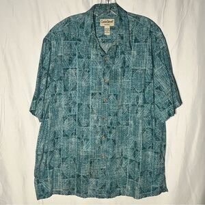 Cooke Street Honolulu Hawaiian Casual Button Down Green Tribal Leaf Shirt XL